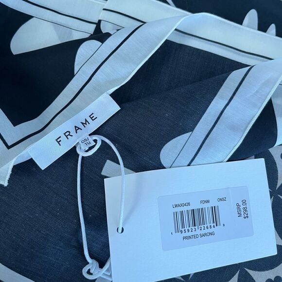 FRAME Womens Printed Sarong Silk Blend Fadednoirmulti Scarf - Picture 8 of 11